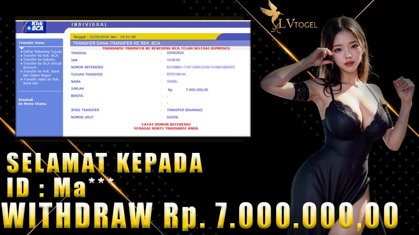 Bukti Withdraw LVTOGEL 22 september 2024