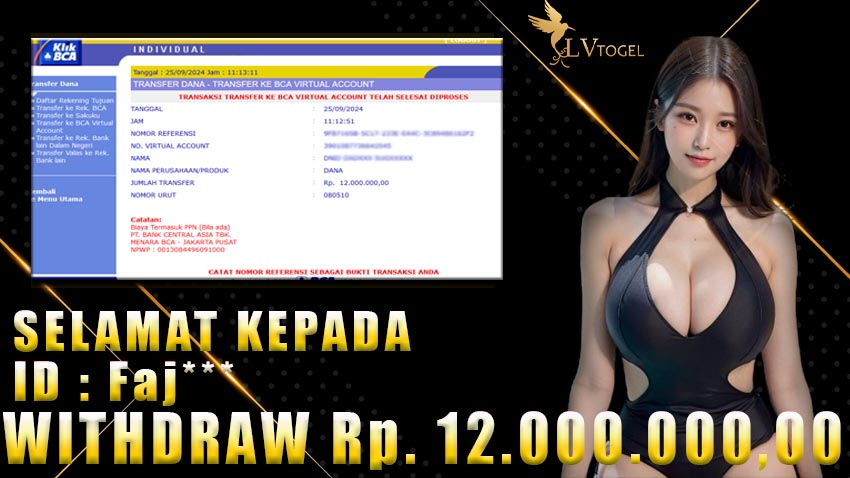 Bukti Withdraw LVTOGEL 25 september 2024