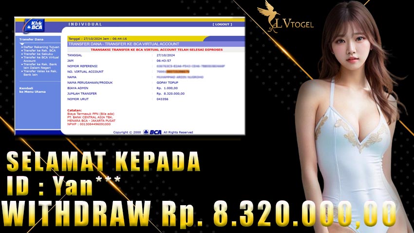 Bukti Withdraw LVTOGEL 27 oktober 2024